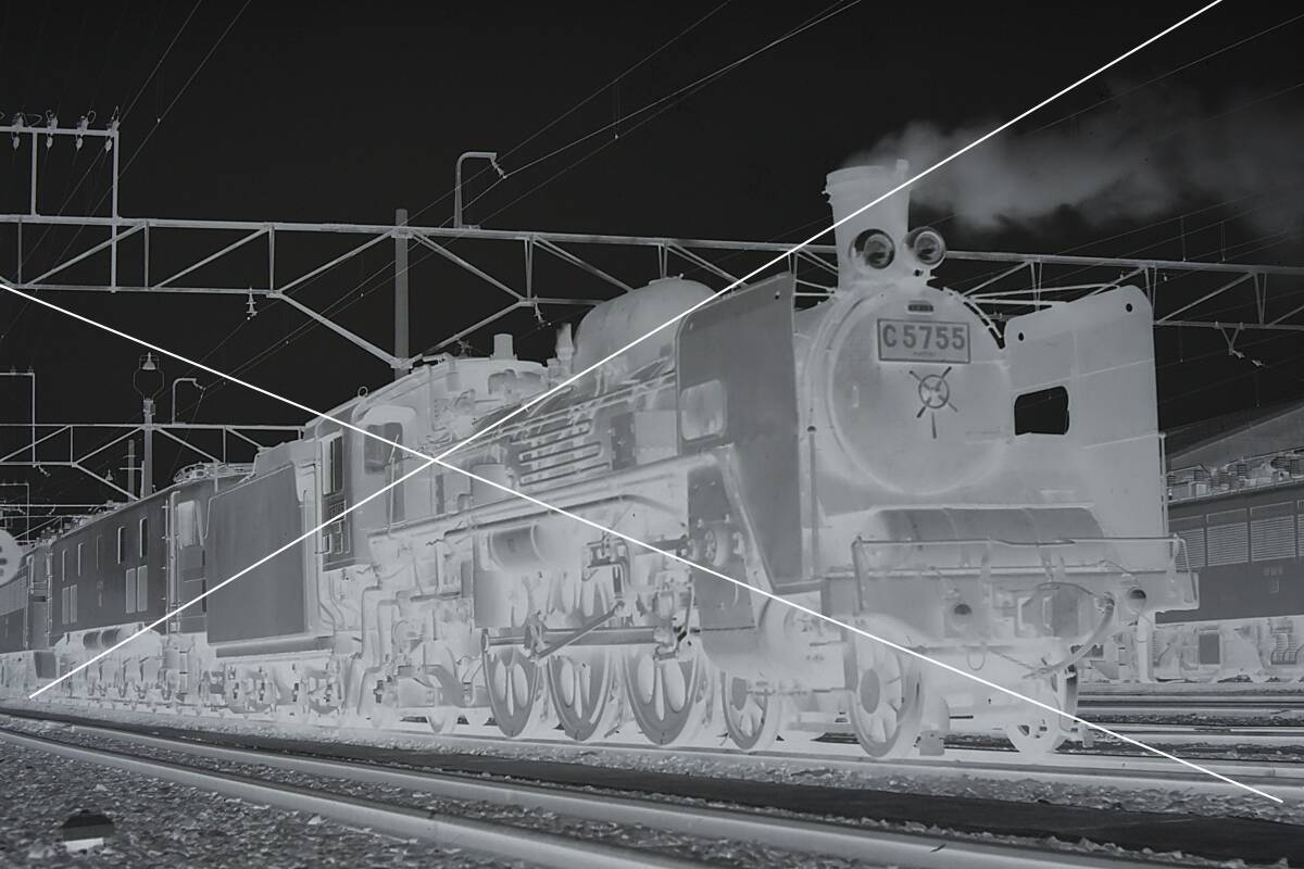 最終コマ!C57-55〔佐〕形式入№-常磐成田線=昭和40年代のSLモノクロネガ35mm1コマ#22/田端機関区/単機/S44.2.23/著作権譲渡証明書=有り_画像2