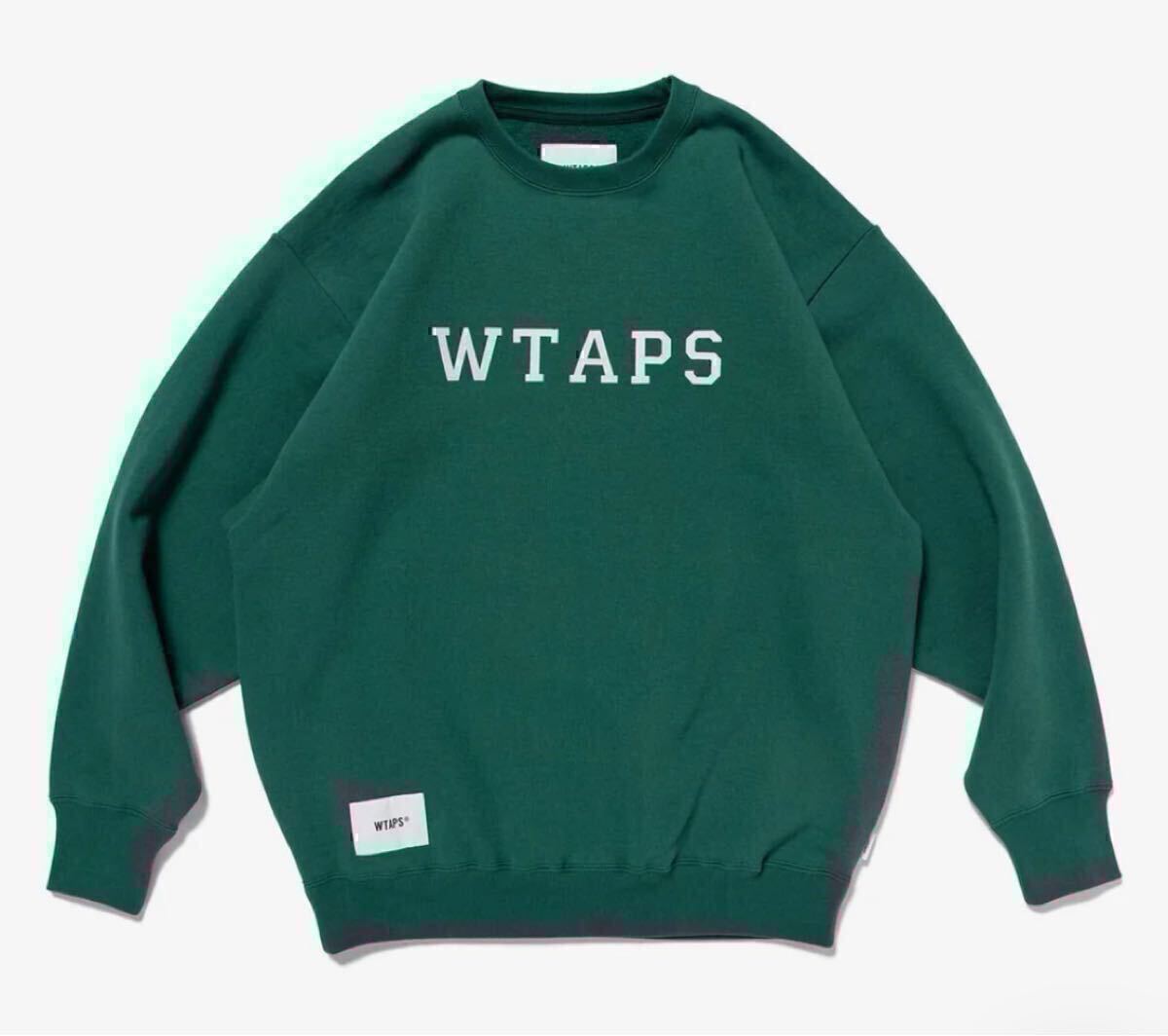 未使用 Sサイズ 24SS WTAPS ACADEMY SWEATER COTTON COLLEGE GREEN SMALL ダブルタップス アカデミー クルーネック スウェット_画像1