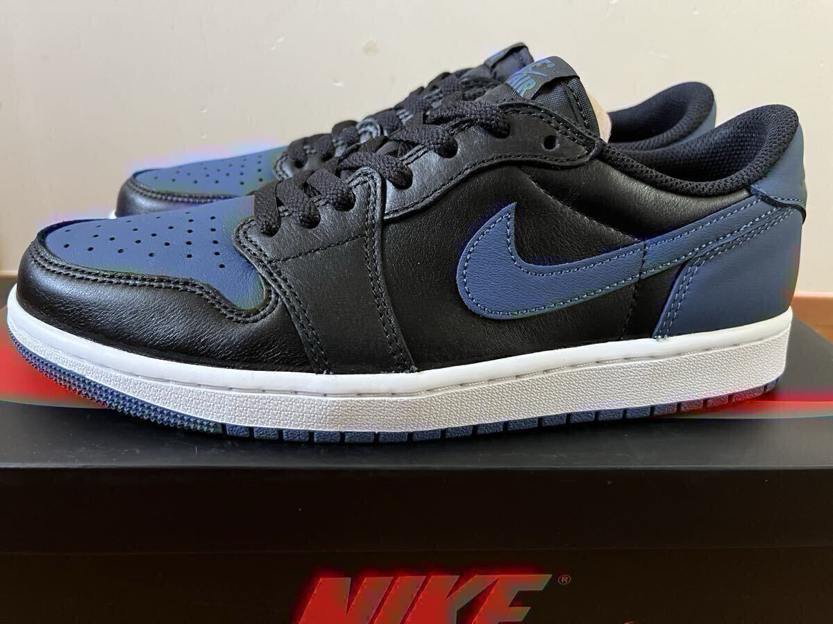 未使用 27cm NIKE AIR JORDAN 1 RETRO LOW OG Mystic Navy US 9 ナイキ エアジョーダン スニーカー 替え紐付き_画像4