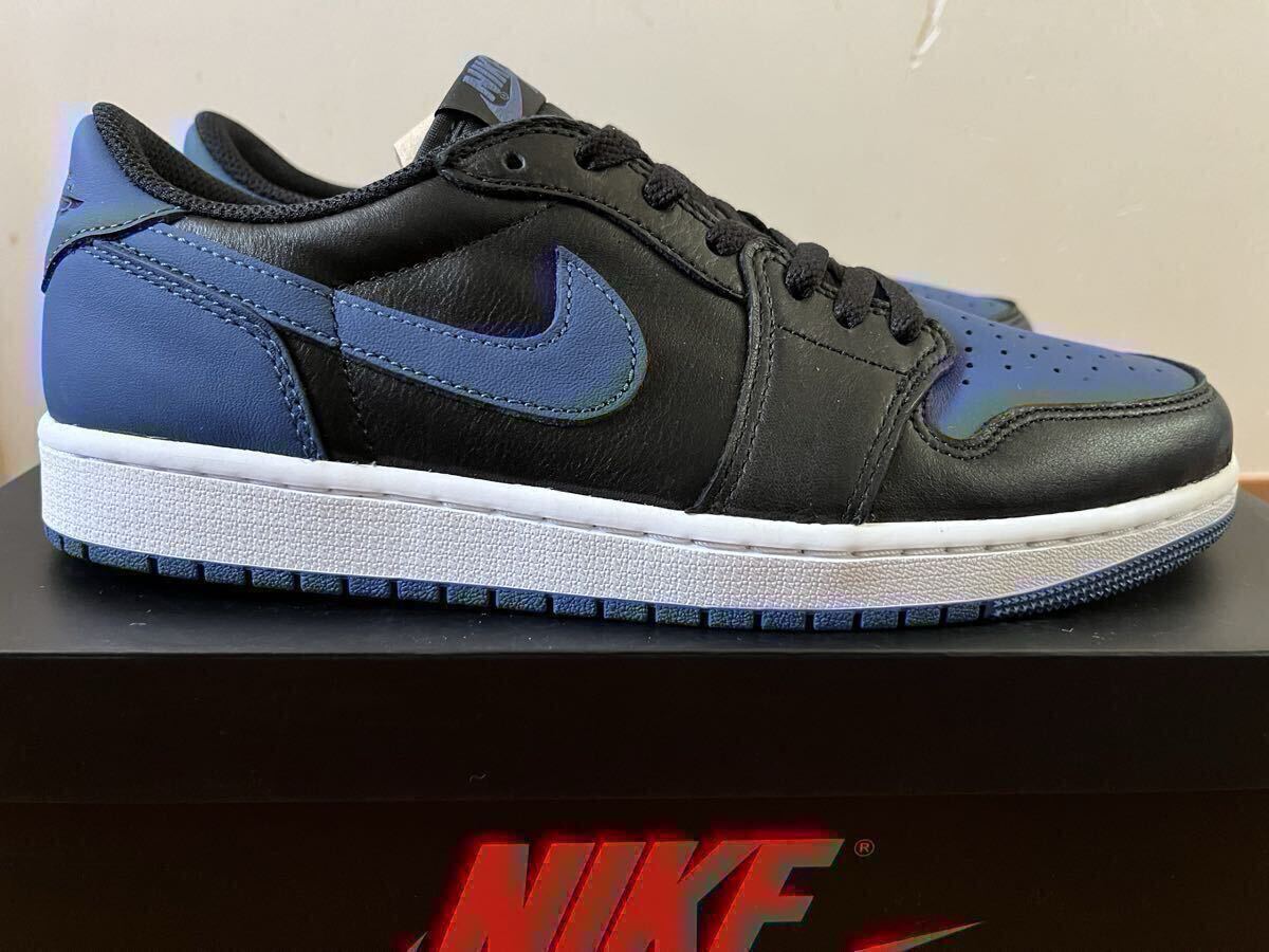 未使用 27cm NIKE AIR JORDAN 1 RETRO LOW OG Mystic Navy US 9 ナイキ エアジョーダン スニーカー 替え紐付き_画像5