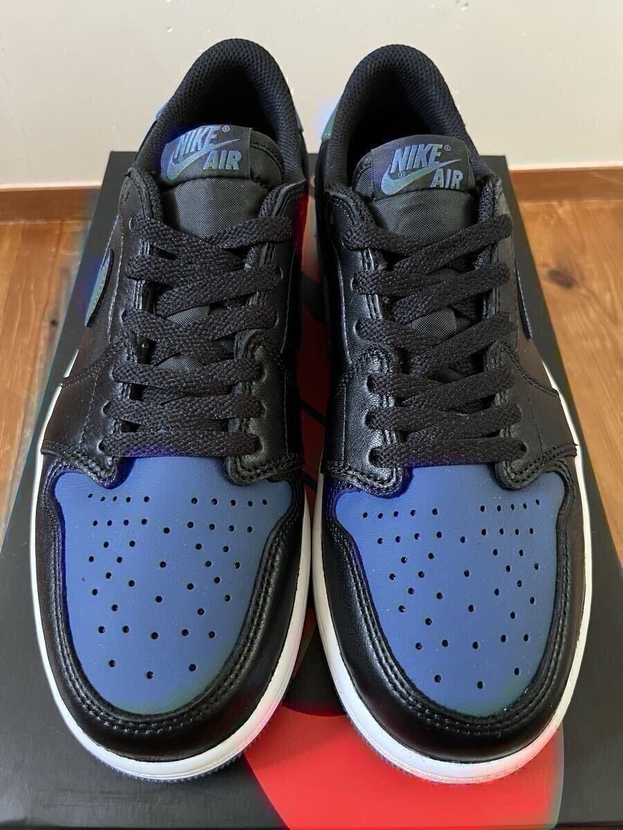 未使用 27cm NIKE AIR JORDAN 1 RETRO LOW OG Mystic Navy US 9 ナイキ エアジョーダン スニーカー 替え紐付き_画像2