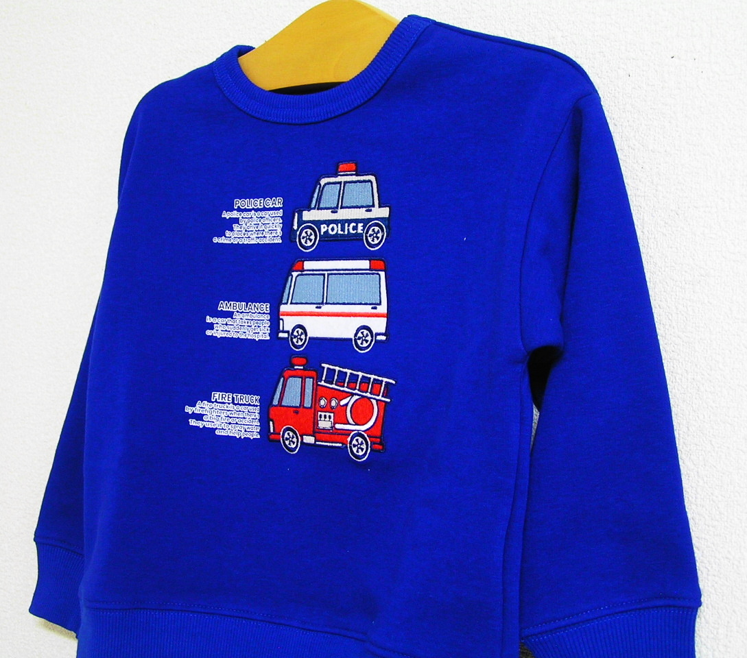 ★新品120cm★DILASH 裏起毛トレーナー (働く車/ブルー) ディラッシュ_画像2