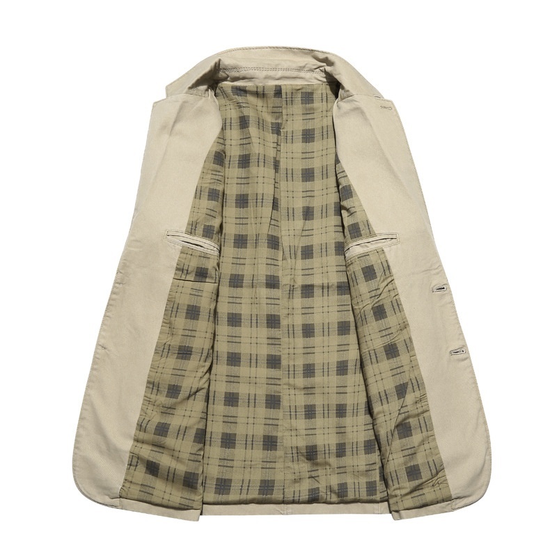 テーラードジャケット　メンズ*新品　カジュアルジャケット　カジュアルスーツ　ブレザー　春服夏服【15618】ライトカーキ　L_画像3