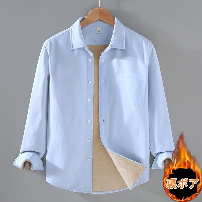 裏フリース 長袖シャツ トップス 裏ボア裏起毛 メンズ・新品 シャツジャケット ブルゾン 秋冬 ワークシャツ【新2389】カーキ　XL_画像9