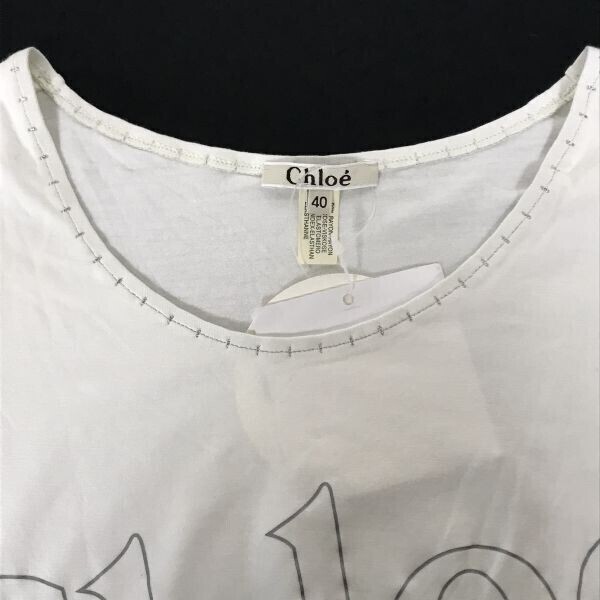 タグ付新古品/イタリア製★クロエ/Chloe★ロゴプリント/ストレッチ/半袖Tシャツ【40/レディースM-L程度/白/white】◆pBH897_画像4