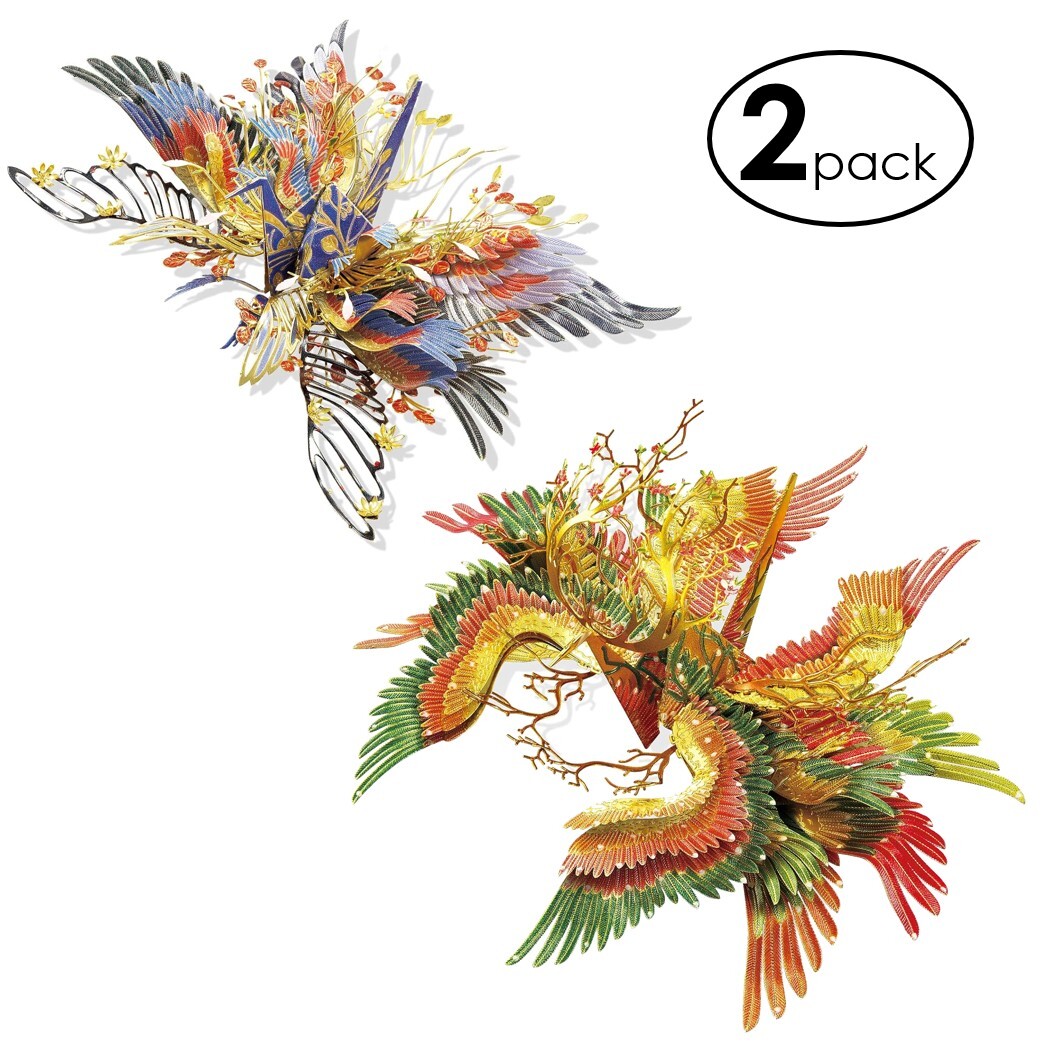 [2種セット] 立体メタルパズル 金属モデルキット 紫+橙 千羽鶴 2種_画像1