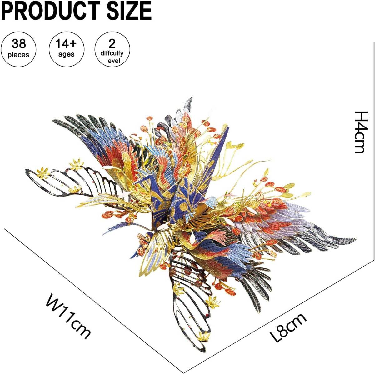 [2種セット] 立体メタルパズル 金属モデルキット 紫+橙 千羽鶴 2種_画像2