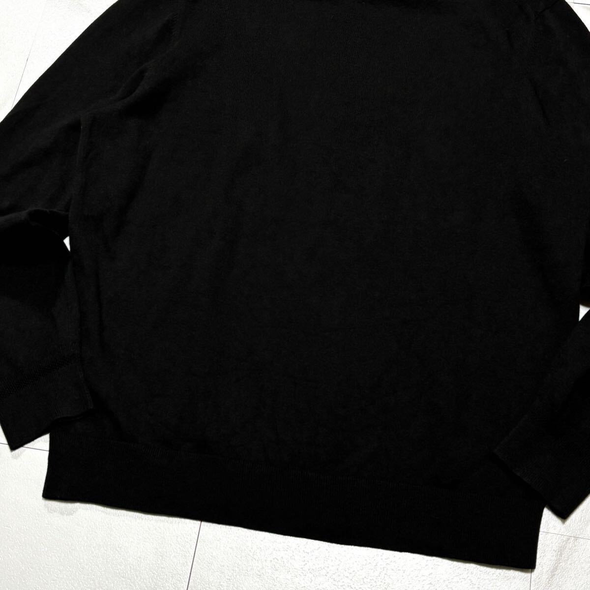 極美品/ XLサイズ HUGO BOSS ヒューゴボス セーター カシミヤ ニット タートルネック 【近年モデル】 ブランドロゴ ブラック 黒