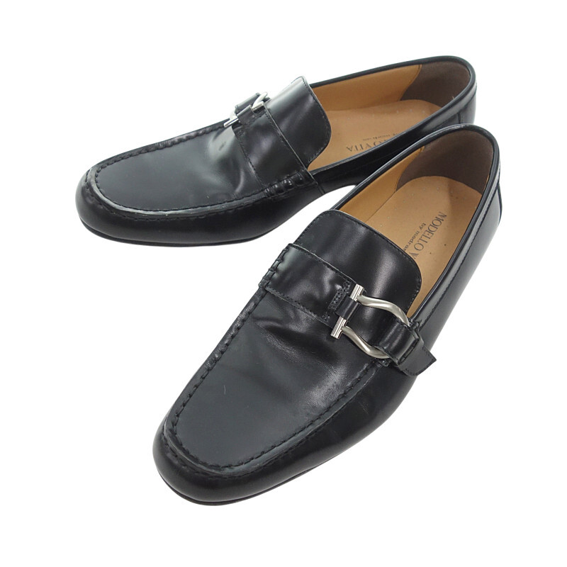 【PRICE DOWN】MODELLO VITA VT5682 カジュアル 本革 スリッポン シューズ ブラック サイズ メンズ24.5cm_画像1