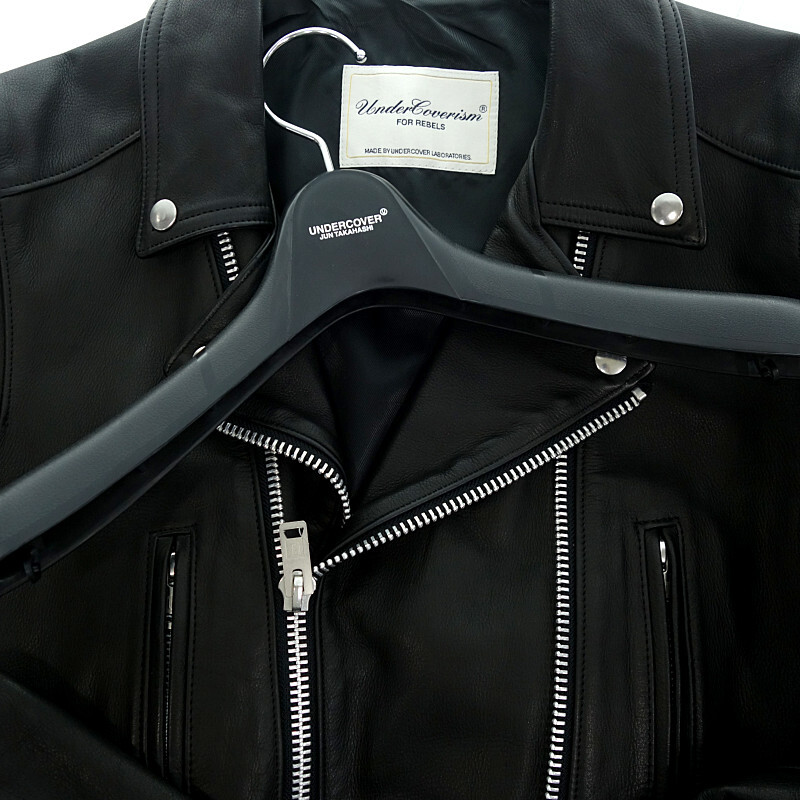 UNDER COVER BASIC ZIP ダブルレザーライダースジャケット ブラック サイズ メンズ3_画像8