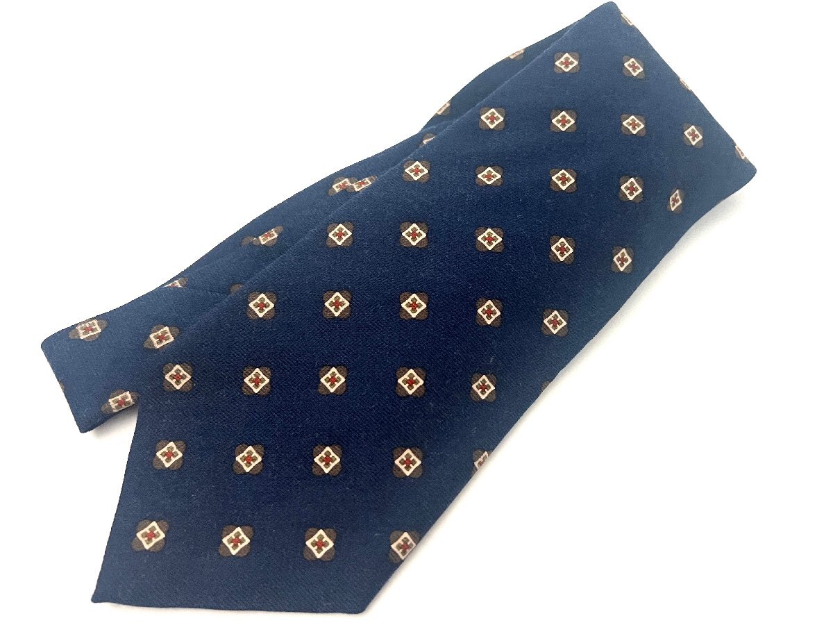 【中古】LIVERANO リベラーノ フィレンツェ ネイビー ネクタイ ウール シルク_画像1