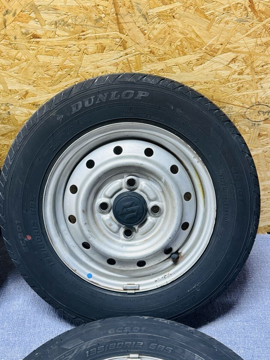 軽トラック ハイジェット 純正 スチールホイール ＆ タイヤ4本セット DUNLOP EC201 135/80R12 2019年製　スピード発送_画像6