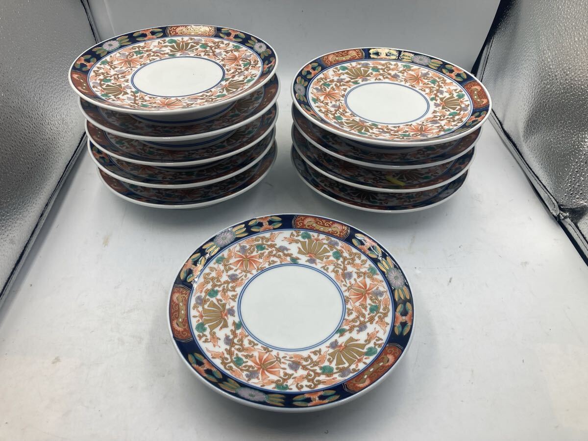 古伊万里　写　10枚　染錦　金塗り　中皿　日本料理　懐石料理　刺身皿　焼物皿　前菜皿　八寸皿　在庫残りわずかです_画像1