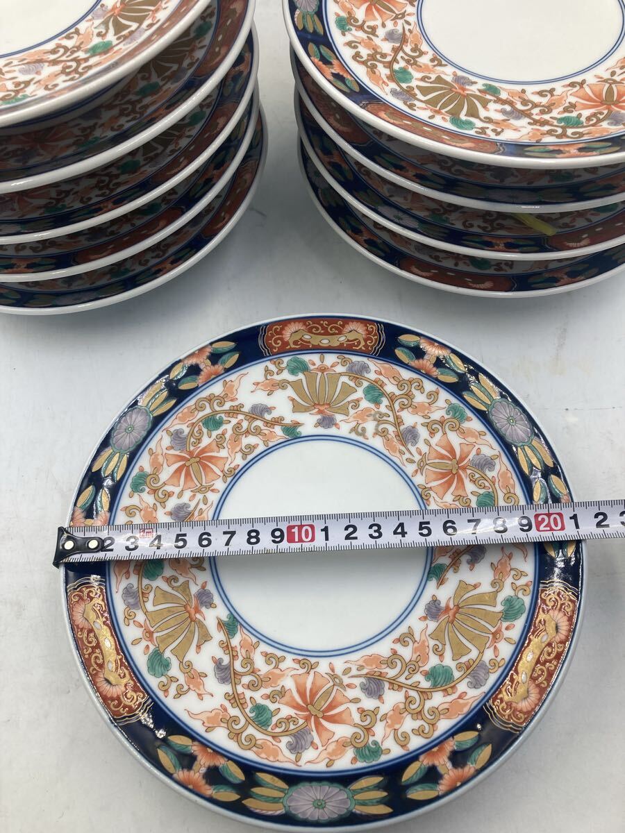 古伊万里　写　10枚　染錦　金塗り　中皿　日本料理　懐石料理　刺身皿　焼物皿　前菜皿　八寸皿　在庫残りわずかです_画像4
