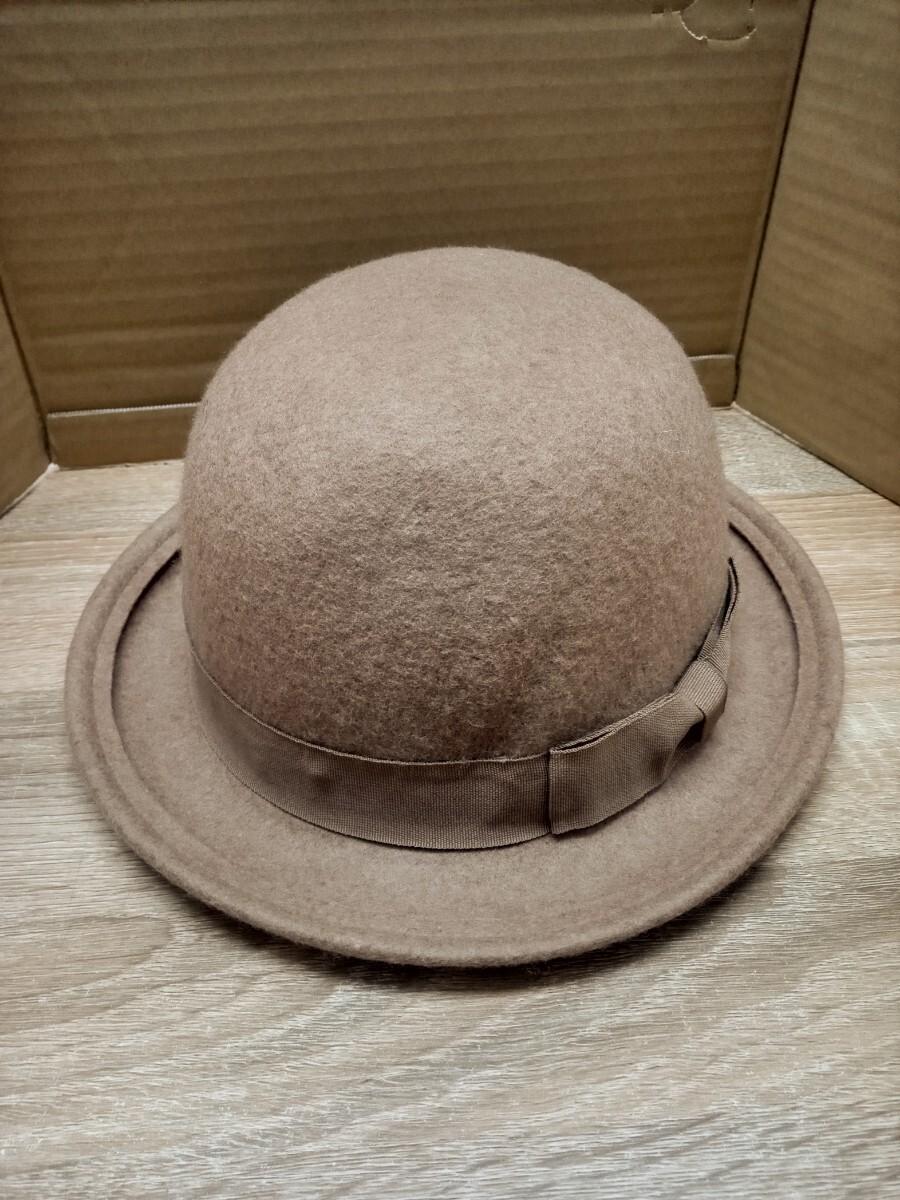 【送料無料 即決】(新品)ウール 100% ボーラー ハット (濃いめのベージュ)帽子 / 秋冬 検)英国紳士 大正ロマン グラムロック V系 _画像1