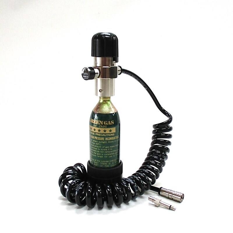 サンプロジェクト　メーター付グリーンガスレギュレーター　スタートセット（コイルホースNo2マルイ用）_画像1