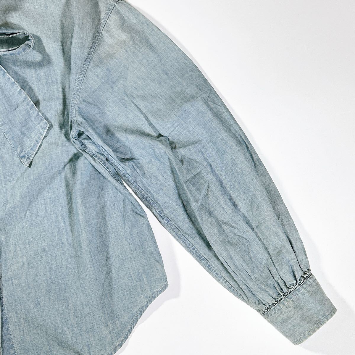 LAUREN RALPH LAUREN ローレンラルフローレン ボウタイブラウス シャツ デニム 長袖 M レディース C102521-96_画像7