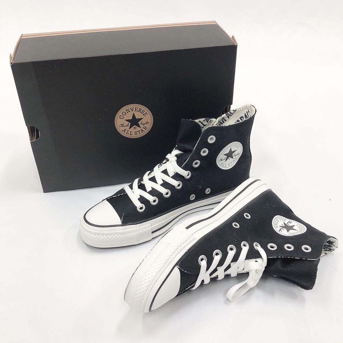 ★4-1001 美品 CONVERSE ALL STAR コンバース オールスター 25cm ハイカットスニーカー ハイカット ブラック 箱付き シューキーパー付き_画像1