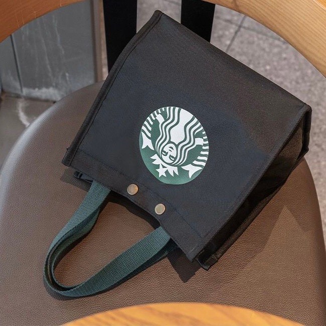 新品 スタバ トートバッグ ランチバッグ ハンド バック ブラック キャンバス 男女兼用 大容量 黒トートバッグ かばん_画像9