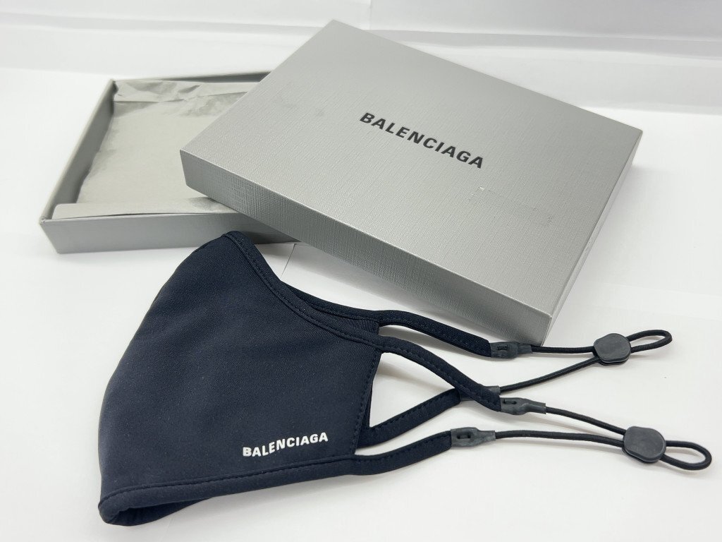 ◇ BALENCIAGA マスク バレンシアガ 布マスク mask 未使用 箱付き 現状品 ブラック 黒 KW205557_画像1