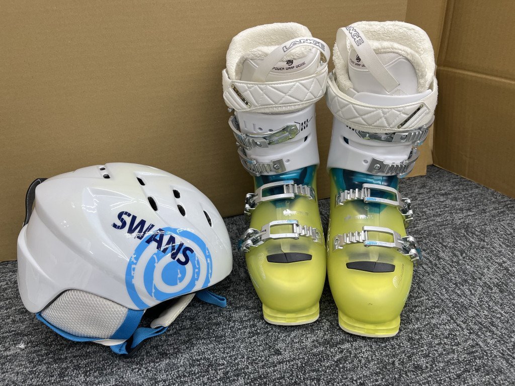 ◆LANGE スキーブーツ 25.5cm ソール長:296mm ヘルメット SWANS 54-58cm 現状品 OG209955_画像1