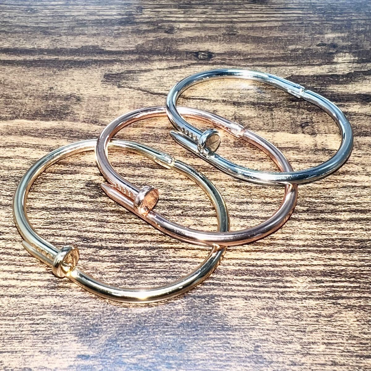 人気アーティスト着用モデル ネイルブレスレット クギモチーフ ピンクゴールド バングル ブレスレット リング RING Pink 男女兼用 送料込_画像3