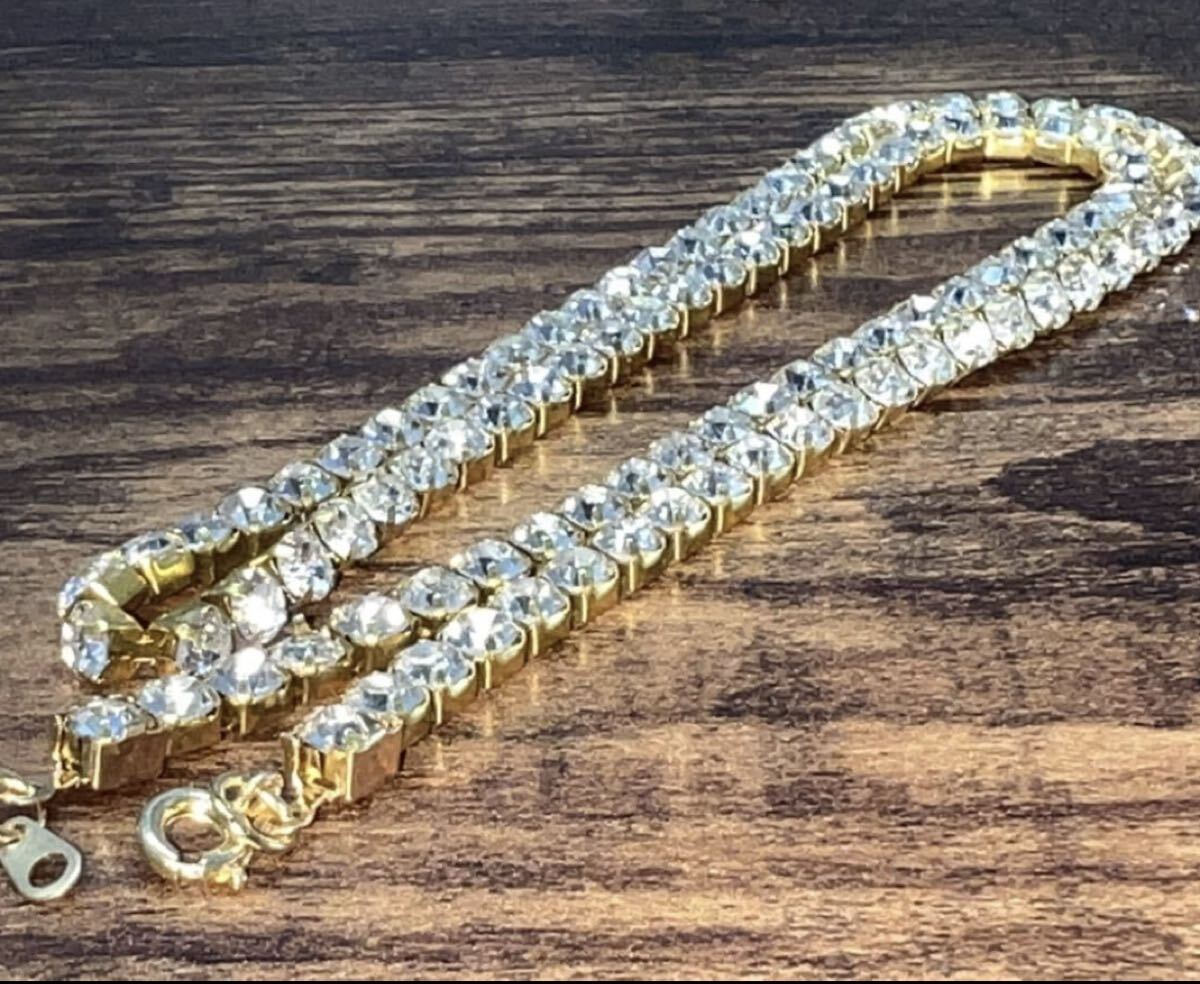 在庫一掃セール 高品質CZダイヤ テニス ネックレス bling-bling ブリンブリン HIPHOP ラッパー ゴールド 送料込_画像1