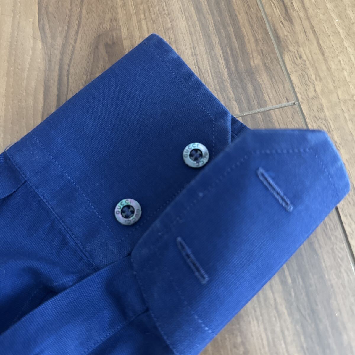 【GUCCI ／ グッチ】 長袖 シャツ 紺 ネイビー 青 コットン 綿 _画像8