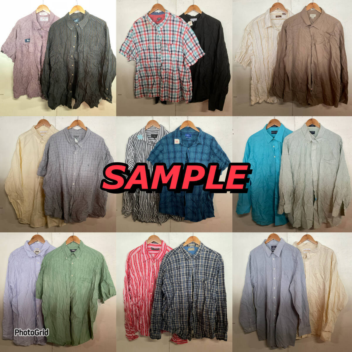 【T1503】★SALE大特価★ アメリカ古着 卸売り BIGサイズシャツ XL以上 50kgベール 半袖長袖 カラバリ豊富 ブランド豊富 オーバーサイズ_画像3