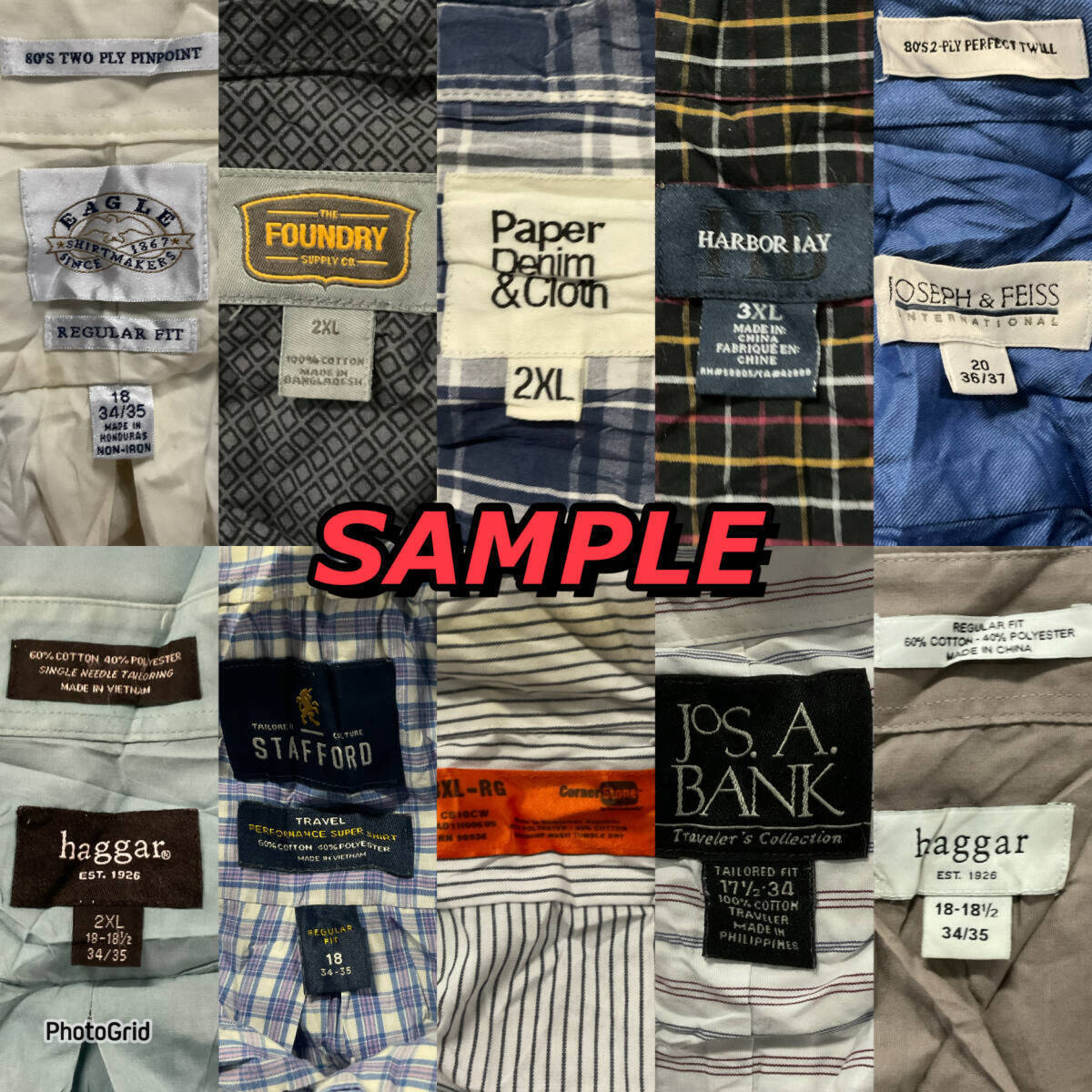 【T1503】★SALE大特価★ アメリカ古着 卸売り BIGサイズシャツ XL以上 50kgベール 半袖長袖 カラバリ豊富 ブランド豊富 オーバーサイズ_画像4