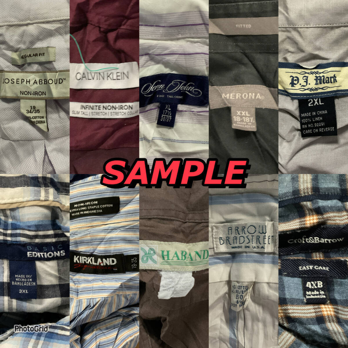 【T1503】★SALE大特価★ アメリカ古着 卸売り BIGサイズシャツ XL以上 50kgベール 半袖長袖 カラバリ豊富 ブランド豊富 オーバーサイズ_画像5