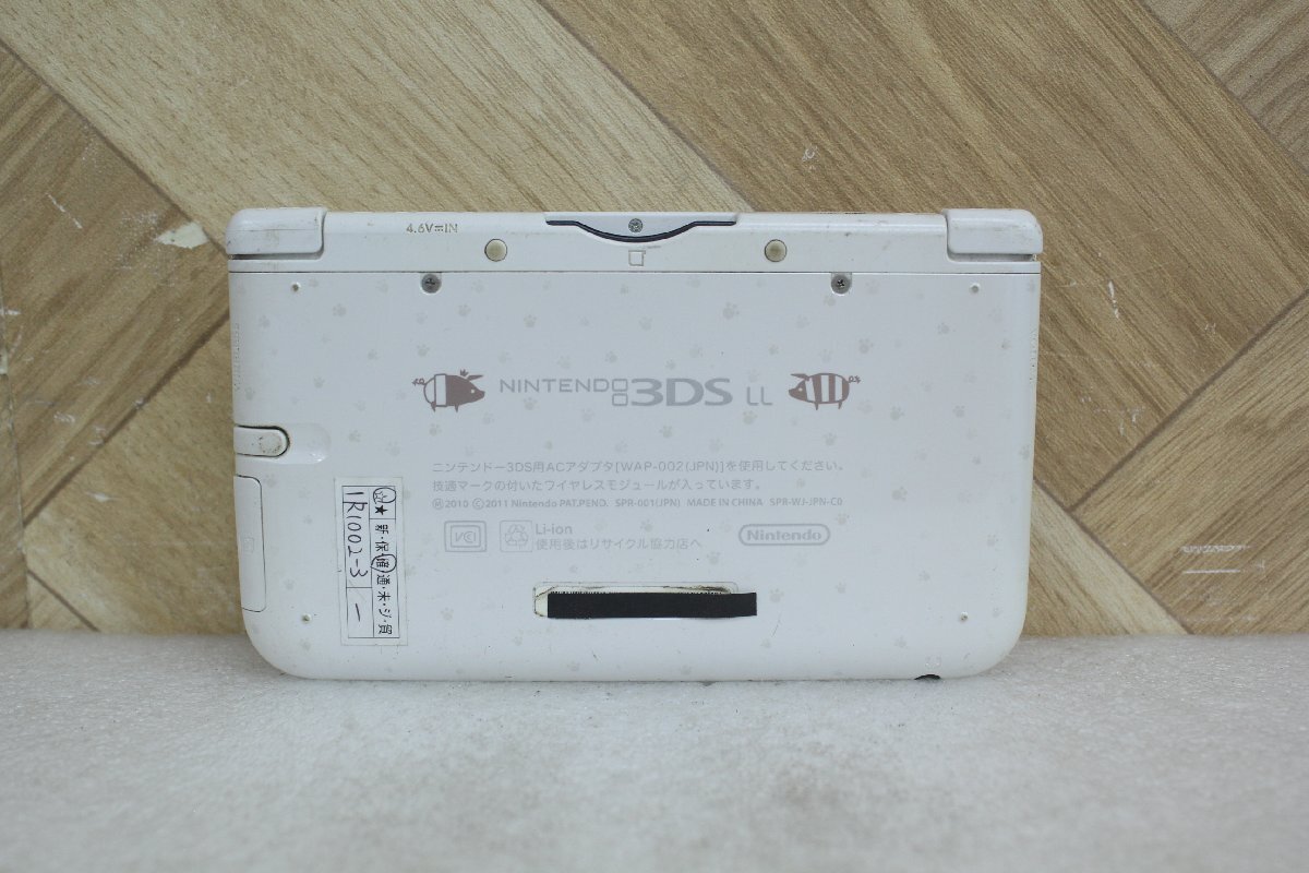 ☆【1R1002-3】 Nintendo ニンテンドー 任天堂 3DS LL SPR-001 ポケットモンスタームーン ソフト付 アイルーホワイト ジャンク_画像4