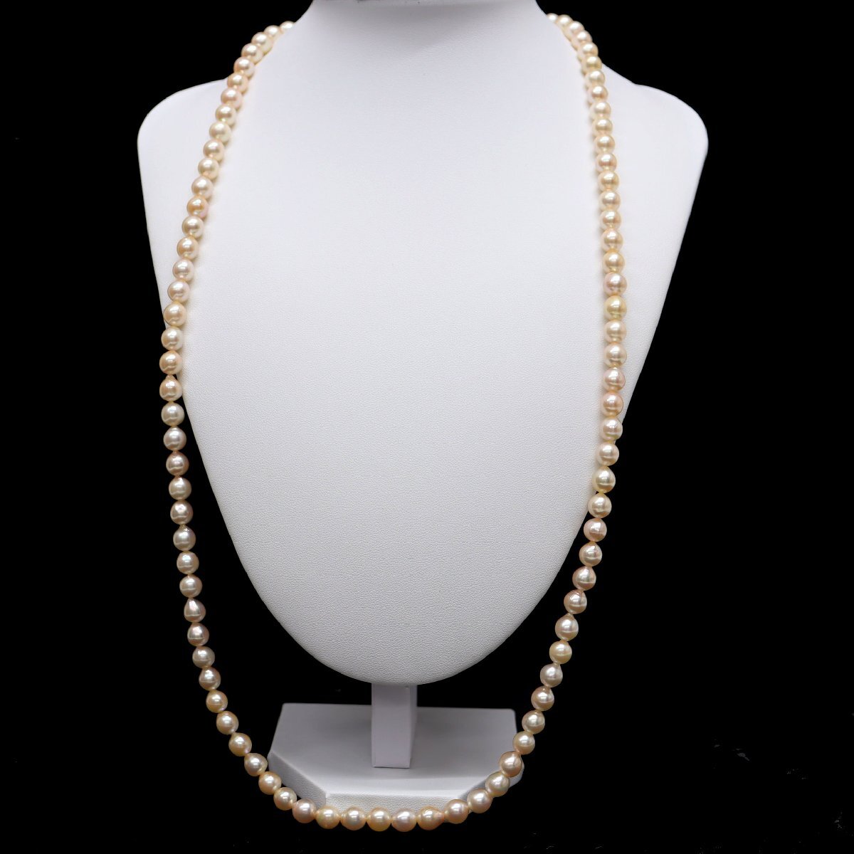 K18金具 アコヤ セミラウンド パール ロングネックレス 7.5～8.0mm　81cm 真珠■07C96_画像2