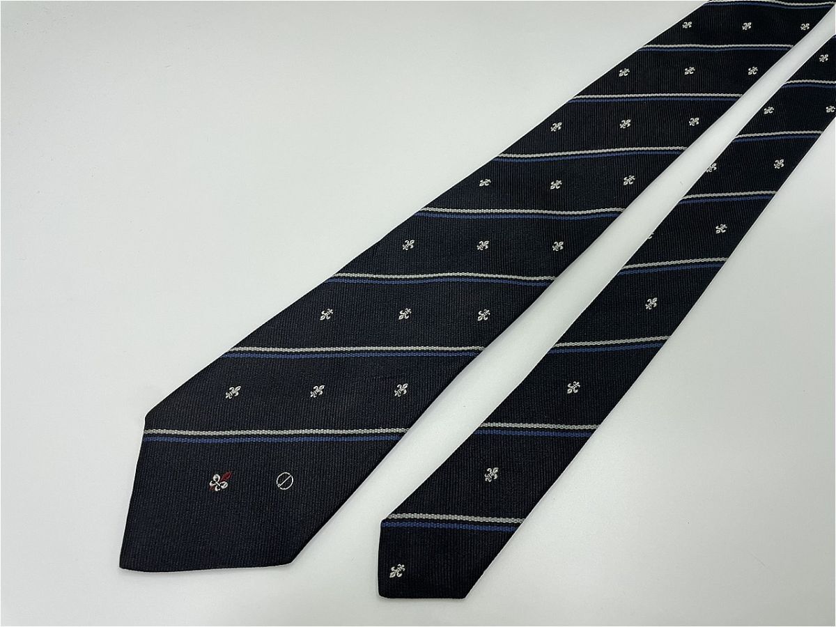 【超美品】dunhill ダンヒル ロゴ&レジメンタル柄 ネクタイ 3本以上 送料無料 メンズ ブラック 0901146_画像4