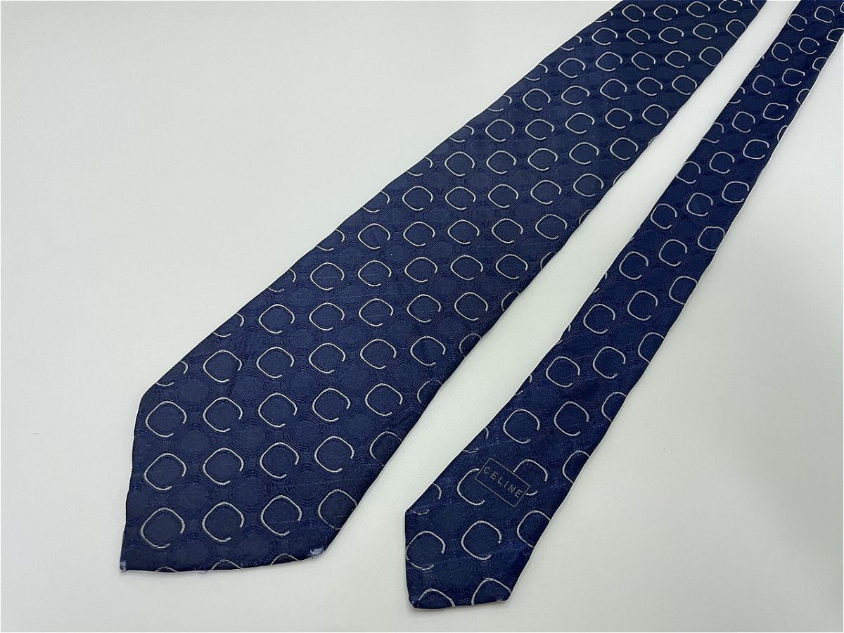 CELINE セリーヌ 全面ロゴ柄 ネクタイ 3本以上 送料無料 メンズ ネイビー 0902208_画像4