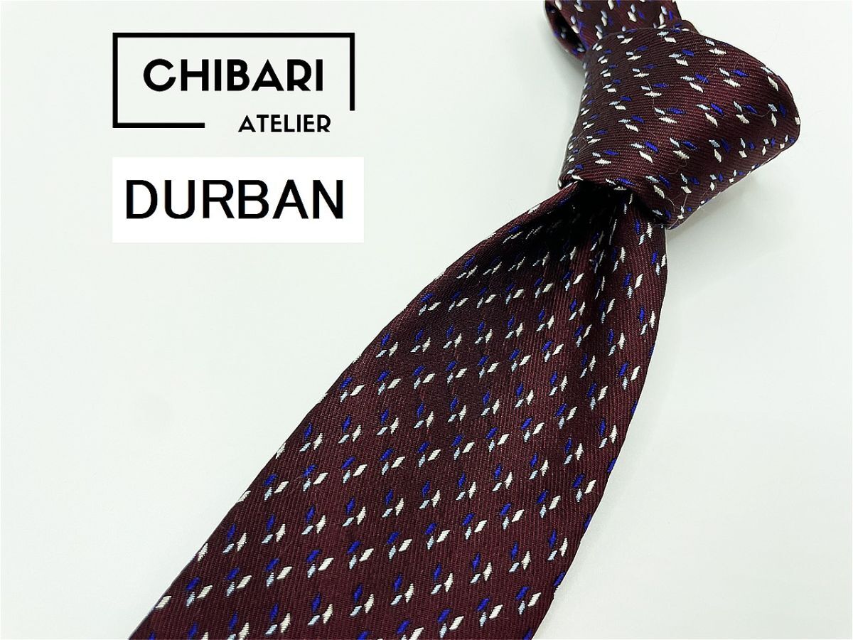 【超美品】DURBAN　ダーバン　ドット柄 ネクタイ 3本以上 送料無料 メンズ ワインレッド　0904070_画像1