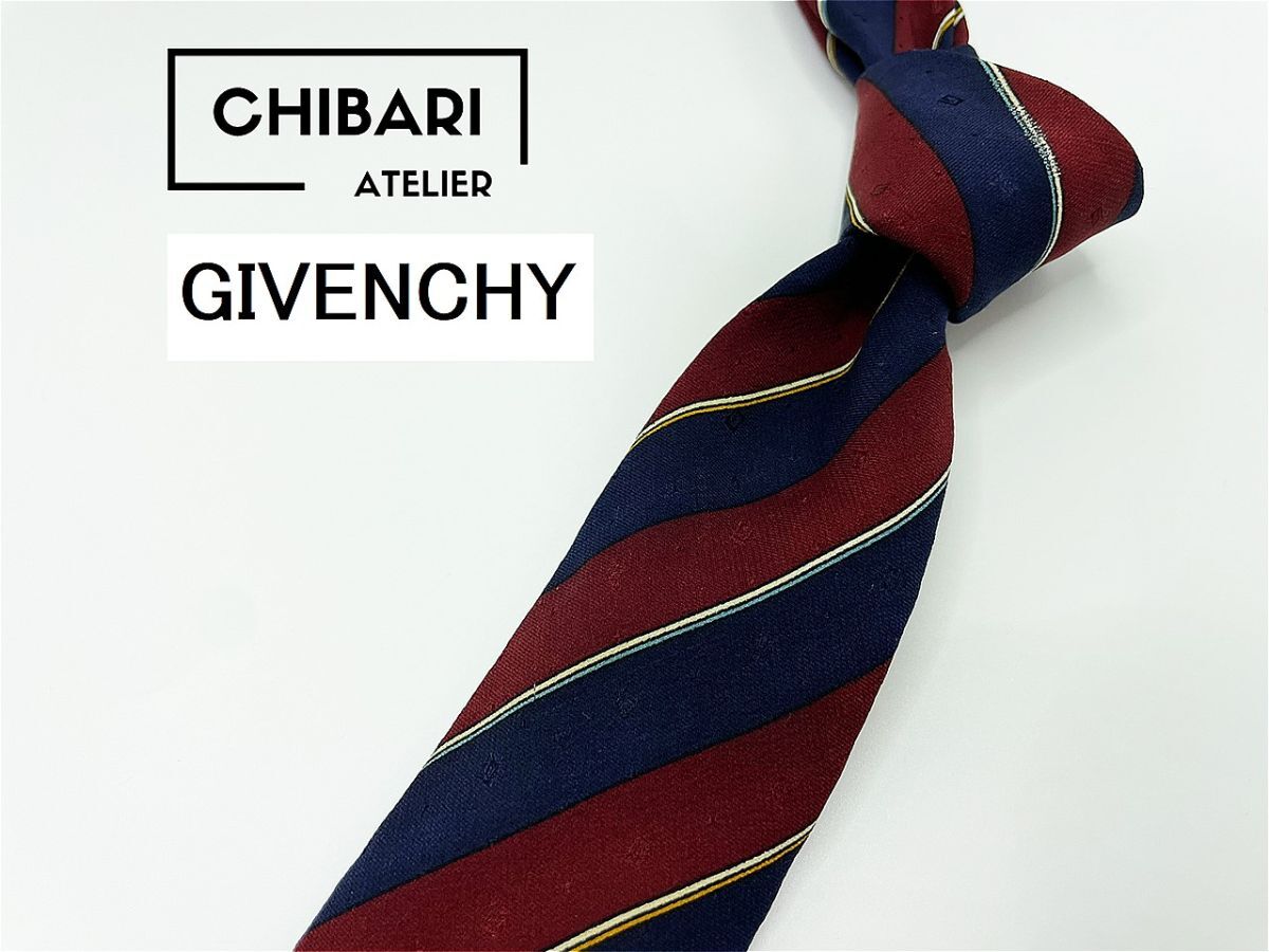 GIVENCHY ジバンシー レジメンタル柄 ネクタイ 3本以上 送料無料 メンズ ネイビー系 1001096_画像1