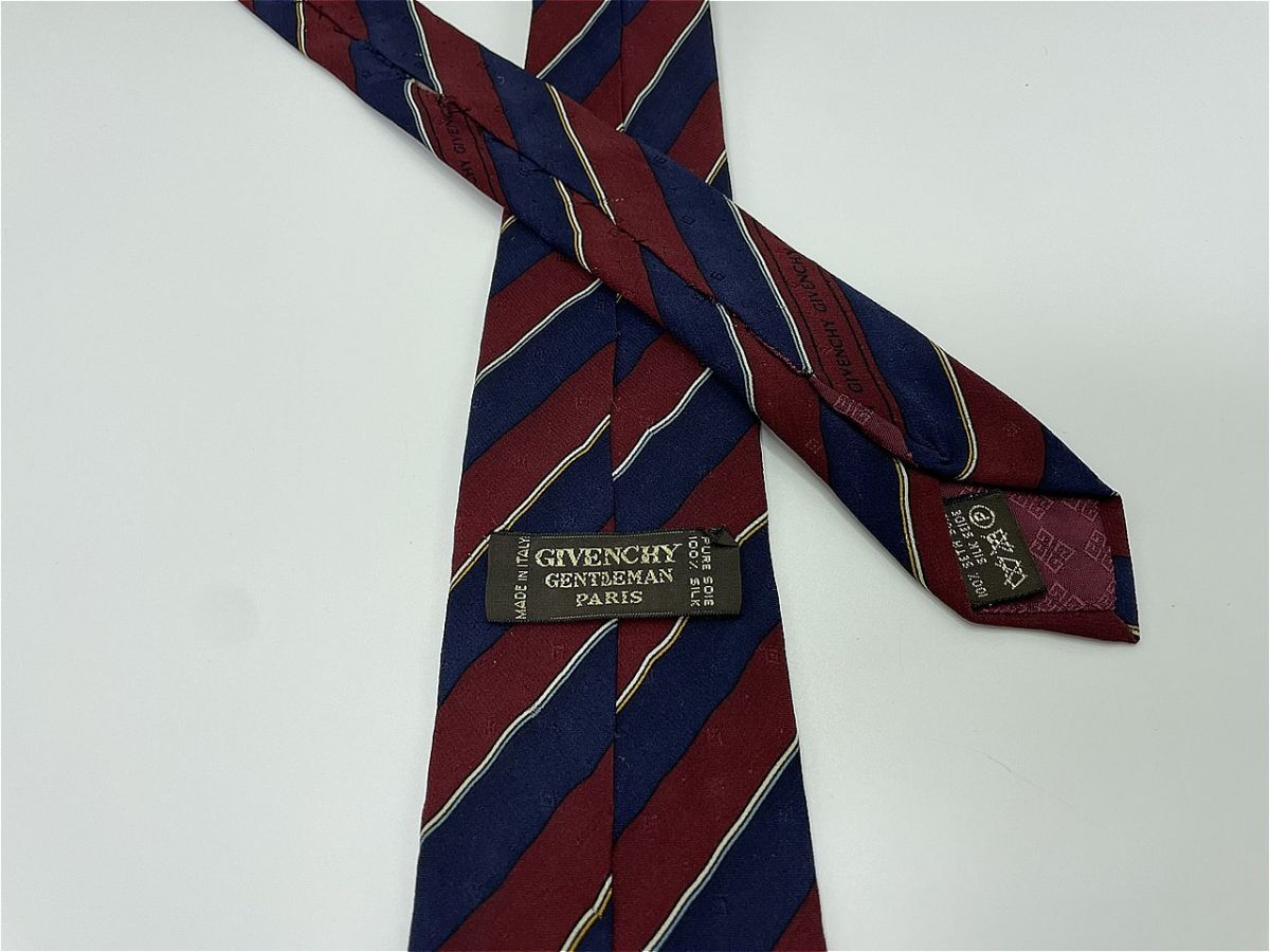 GIVENCHY ジバンシー レジメンタル柄 ネクタイ 3本以上 送料無料 メンズ ネイビー系 1001096_画像2