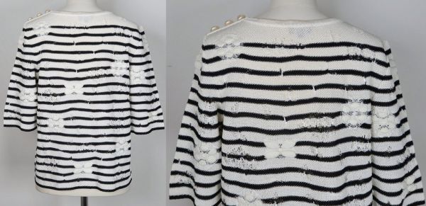 Chanel pearl coco buttons border sweater 36 skirt 38 set up シャネル パール ココボタン ボーダー ニット スカート セット c0053_画像5
