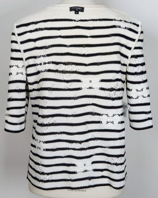 Chanel pearl coco buttons border sweater 36 skirt 38 set up シャネル パール ココボタン ボーダー ニット スカート セット c0053_画像7