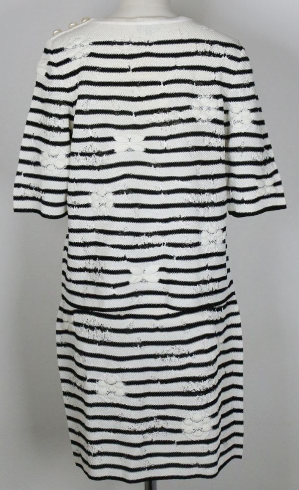 Chanel pearl coco buttons border sweater 36 skirt 38 set up シャネル パール ココボタン ボーダー ニット スカート セット c0053_画像3