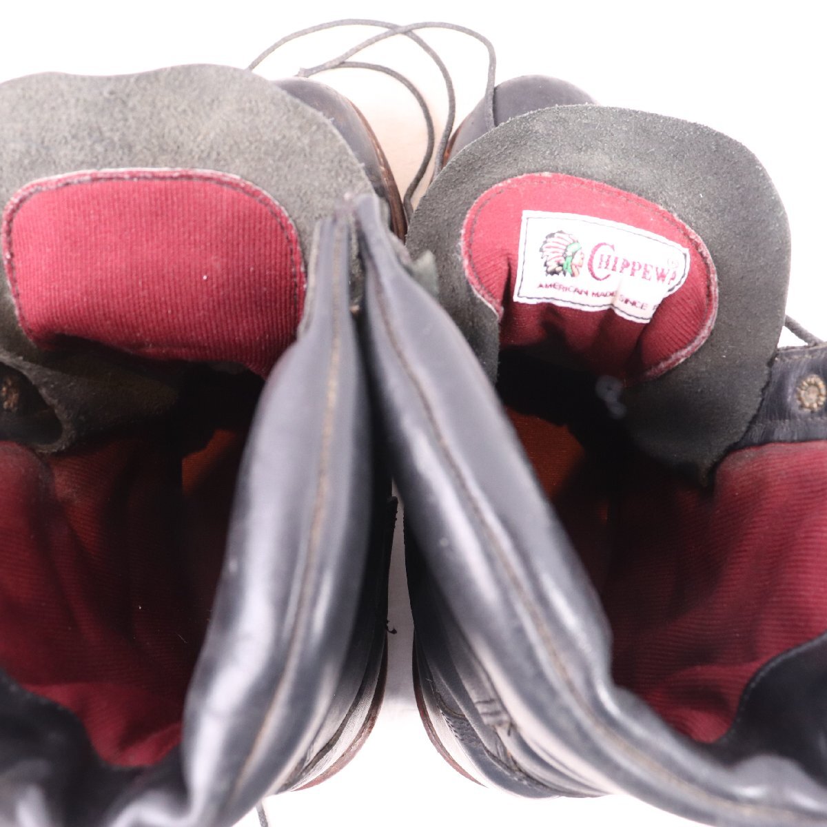 チペワ 10 EE / 28.0cm 位 USA製 編み上げ スチールトゥ ロガーブーツ ブラック 黒 Chippewa メンズ 中古 古着 eb1981_画像9