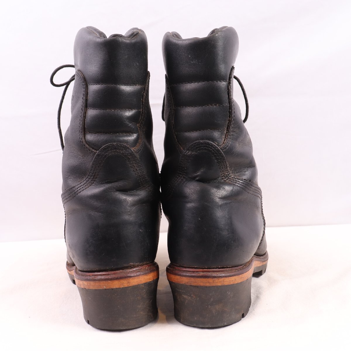 チペワ 10 EE / 28.0cm 位 USA製 編み上げ スチールトゥ ロガーブーツ ブラック 黒 Chippewa メンズ 中古 古着 eb1981_画像4