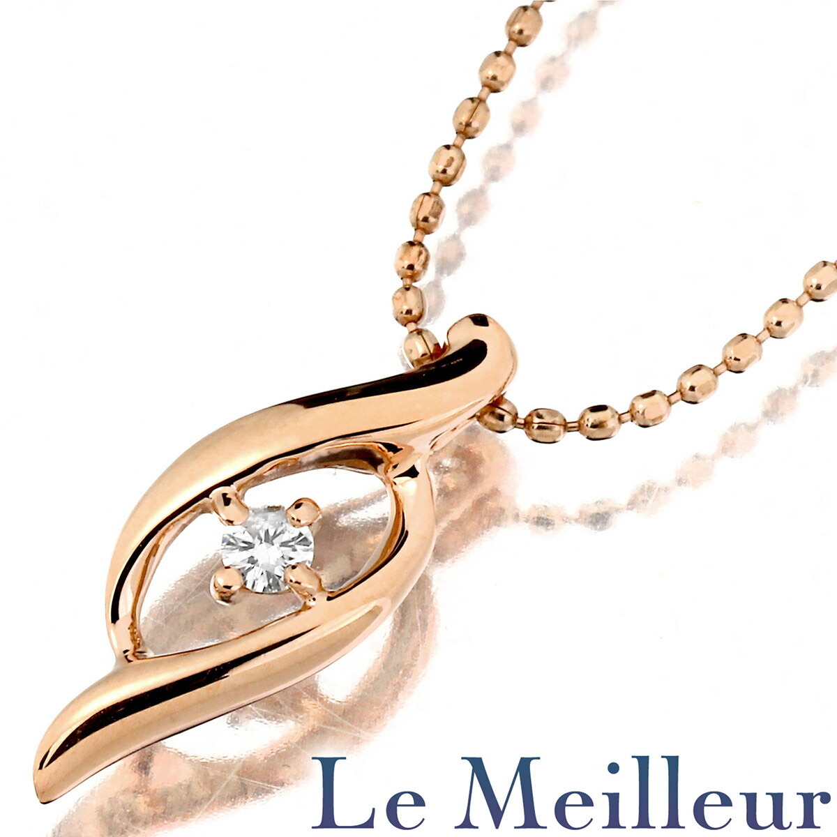 ペンダントネックレス ダイヤモンド ピンクゴールド K10PG 中古 返品OK_画像1