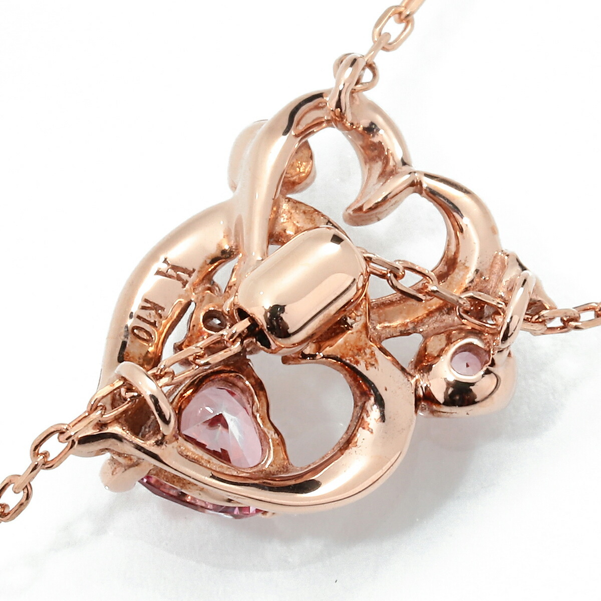  Vendome Aoyama Y знак в форме сердечка колье розовый топаз бриллиант розовое золото K10PG VENDOME