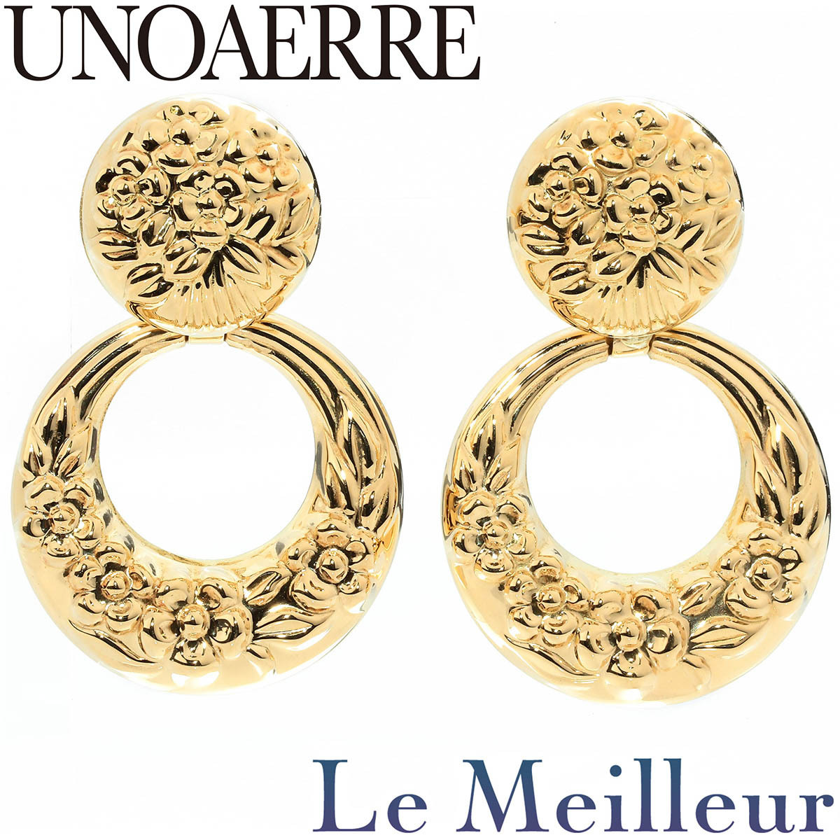 ウノアエレ ピアス イエローゴールド K18YG UNOAERRE 中古 返品OK_画像1