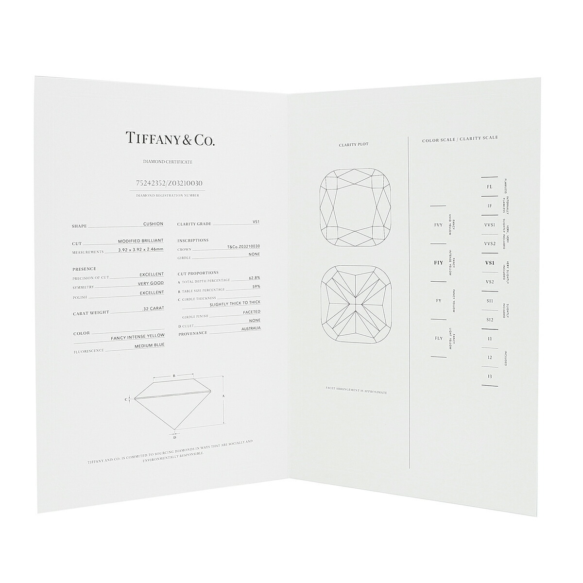 ティファニー ソレスト イエロー＆クリアダイヤ ペンダントネックレス イエローダイヤモンド 0.32ct ダイヤモンド_画像9