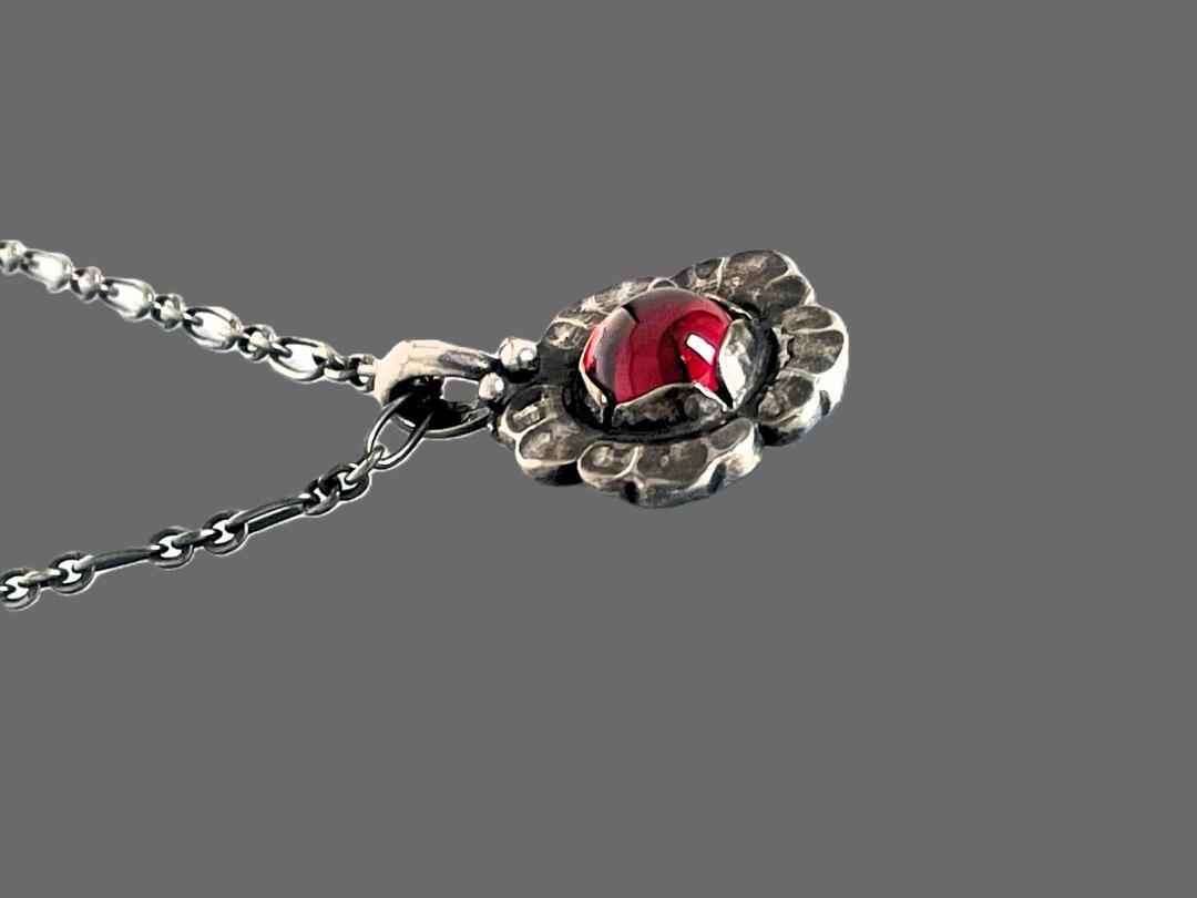 GEORG JENSEN 2002 レッドフラワーネックレス ガーネット_画像4