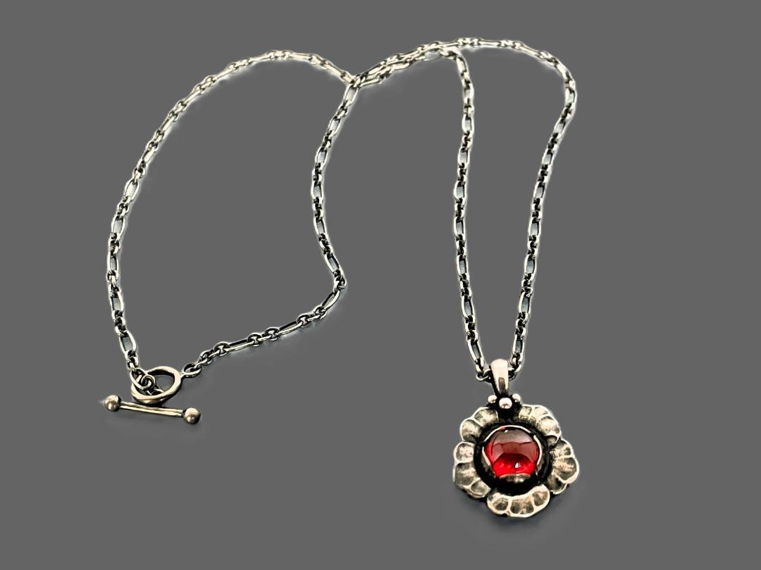 GEORG JENSEN 2002 レッドフラワーネックレス ガーネット_画像6