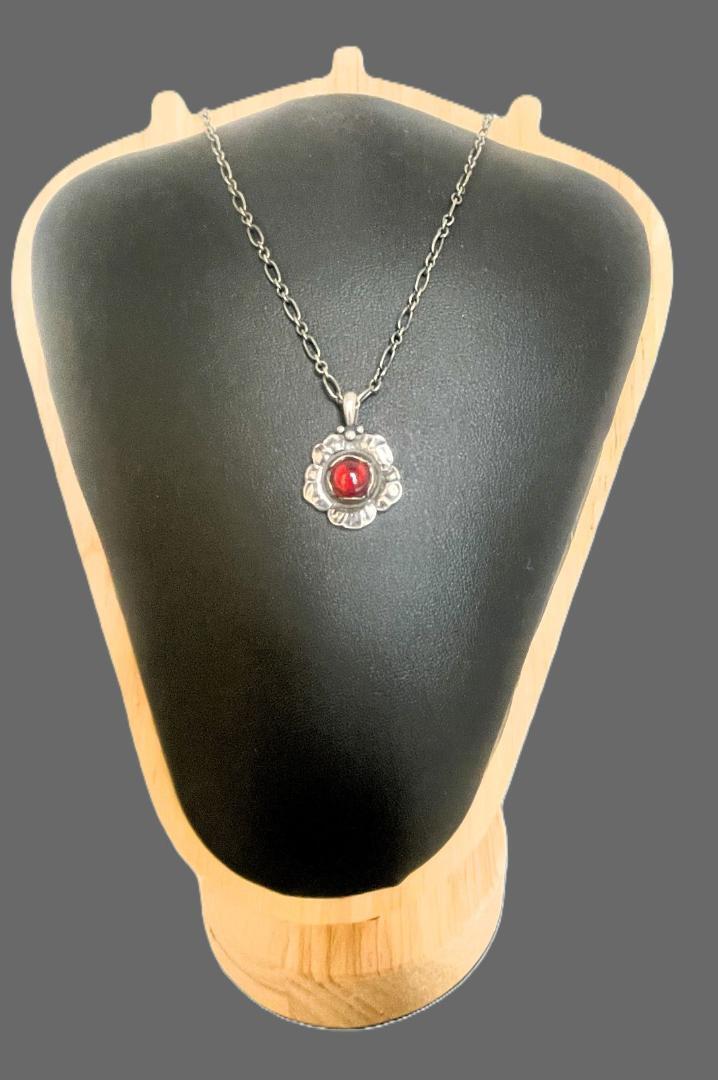 GEORG JENSEN 2002 レッドフラワーネックレス ガーネット_画像10